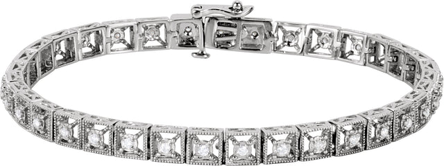 14K Gold Round Natural Diamond Line Bracelet III