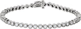 14K Gold Round Natural Diamond Line Bracelet II - White Gold