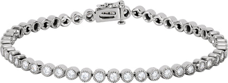 14K Gold Round Natural Diamond Line Bracelet II - White Gold