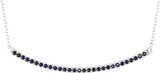 14K Gold Round Natural Blue Sapphire Bar Necklace - White Gold