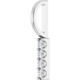 Platinum Round Natural Diamond Vertical Bar Necklace or Pendant - view 2