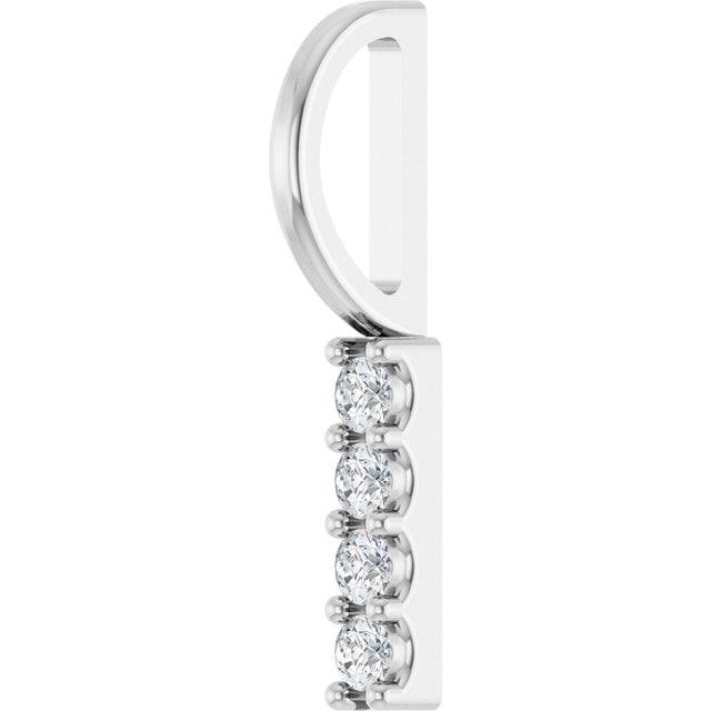 Platinum Round Natural Diamond Vertical Bar Necklace or Pendant - view 2