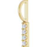 14K Gold Round Natural Diamond Vertical Bar Necklace or Pendant - Yellow Gold - view 2