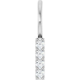 14K Gold Round Natural Diamond Vertical Bar Necklace or Pendant - White Gold