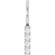 Platinum Round Natural Diamond Vertical Bar Necklace or Pendant