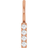 14K Gold Round Natural Diamond Vertical Bar Necklace or Pendant - Rose Gold