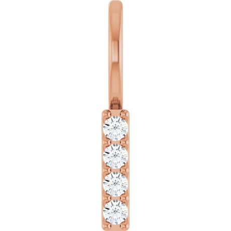 14K Gold Round Natural Diamond Vertical Bar Necklace or Pendant - Rose Gold