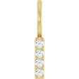 14K Gold Round Natural Diamond Vertical Bar Necklace or Pendant - Yellow Gold