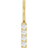 14K Gold Round Natural Diamond Vertical Bar Necklace or Pendant - Yellow Gold