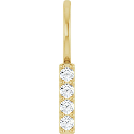 14K Gold Round Natural Diamond Vertical Bar Necklace or Pendant - Yellow Gold