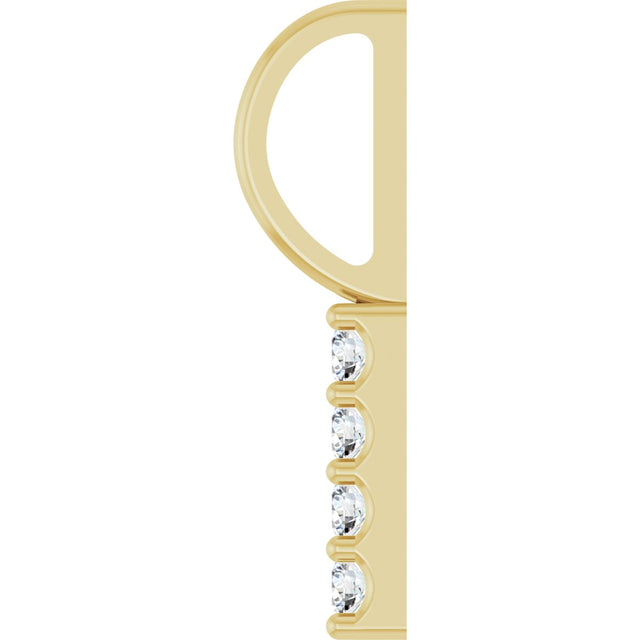 14K Gold Round Natural Diamond Vertical Bar Necklace or Pendant - Yellow Gold - view 3