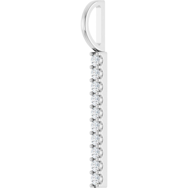 Platinum Round Natural Diamond Vertical Bar Necklace or Pendant – 1.7mm Stones - view 3