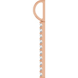 14K Gold Round Natural Diamond Vertical Bar Necklace or Pendant – 1.7mm Stones - Rose Gold - view 2