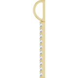 14K Gold Round Natural Diamond Vertical Bar Necklace or Pendant – 1.7mm Stones - Yellow Gold - view 2