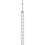 14K Gold Round Lab-Grown Diamond Vertical Bar Necklace or Pendant - White Gold