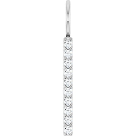 14K Gold Round Lab-Grown Diamond Vertical Bar Necklace or Pendant - White Gold