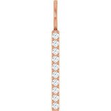 14K Gold Round Lab-Grown Diamond Vertical Bar Necklace or Pendant - Rose Gold
