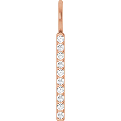 14K Gold Round Lab-Grown Diamond Vertical Bar Necklace or Pendant - Rose Gold
