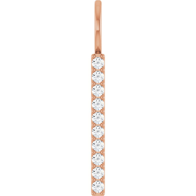 14K Gold Round Lab-Grown Diamond Vertical Bar Necklace or Pendant - Rose Gold