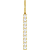 14K Gold Round Lab-Grown Diamond Vertical Bar Necklace or Pendant - Yellow Gold
