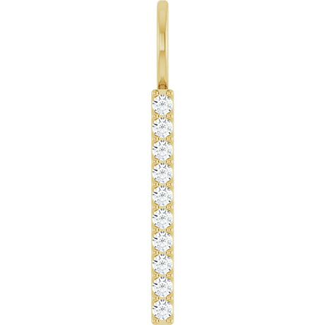 14K Gold Round Lab-Grown Diamond Vertical Bar Necklace or Pendant - Yellow Gold