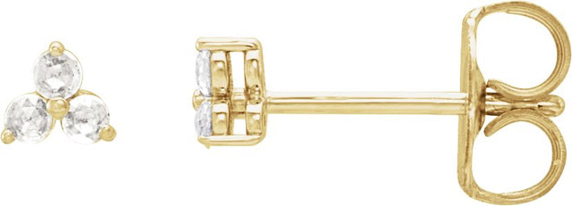 14K Gold Natural Diamond Round Three-Stone Earrings - Yellow Gold