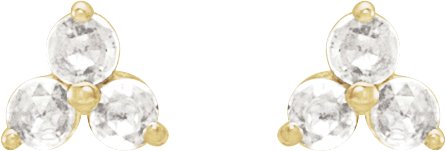 14K Gold Natural Diamond Round Three-Stone Earrings - Yellow Gold - view 2