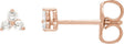 14K Gold Natural Diamond Round Three-Stone Earrings - Rose Gold