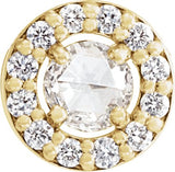 14K Gold Round Natural Diamond Halo-Style Rose-Cut Necklace or Pendant - Yellow Gold