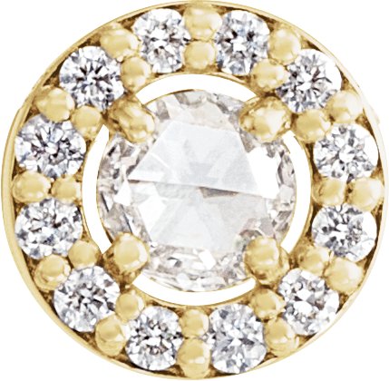 14K Gold Round Natural Diamond Halo-Style Rose-Cut Necklace or Pendant - Yellow Gold