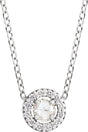 Platinum Round Natural Diamond Halo-Style Rose-Cut Necklace or Pendant