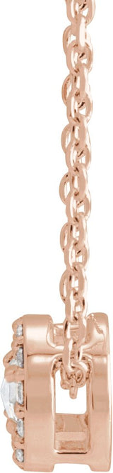 14K Gold Round Natural Diamond Halo-Style Rose-Cut Necklace or Pendant - Rose Gold