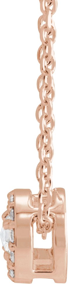 14K Gold Round Natural Diamond Halo-Style Rose-Cut Necklace or Pendant - Rose Gold
