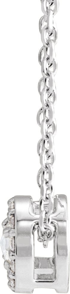 14K Gold Round Natural Diamond Halo-Style Rose-Cut Necklace or Pendant - White Gold - view 2