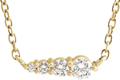 14K Gold Round Natural Diamond Graduated Necklace - Yellow Gold