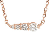 14K Gold Round Natural Diamond Graduated Necklace - Rose Gold