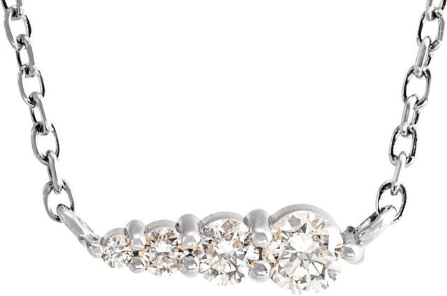 Platinum Round Natural Diamond Graduated Necklace