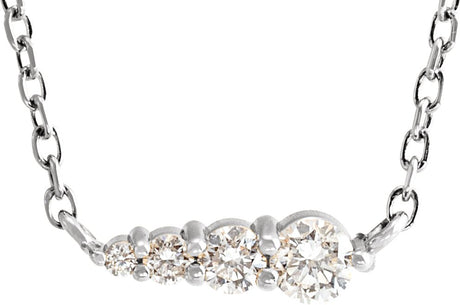 14K Gold Round Natural Diamond Graduated Necklace - White Gold