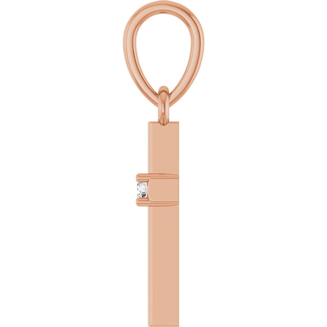14K Gold Round Natural Diamond Cross Necklace or Pendant – up to 0.015 CTW - Rose Gold - view 3