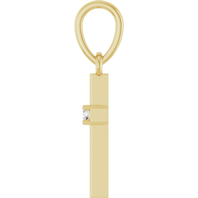 14K Gold Round Natural Diamond Cross Necklace or Pendant – up to 0.015 CTW - Yellow Gold - view 3