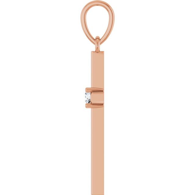 14K Gold Round Natural Diamond Cross Necklace or Pendant – up to 0.015 CTW - Rose Gold - view 3