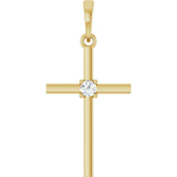 14K Gold Round Natural Diamond Cross Necklace or Pendant – up to 0.015 CTW - Yellow Gold