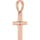 14K Gold Round Natural Diamond Cross Necklace or Pendant – up to 0.015 CTW - Rose Gold - view 2