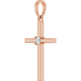14K Gold Round Natural Diamond Cross Necklace or Pendant – up to 0.015 CTW - Rose Gold - view 2