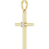 14K Gold Round Natural Diamond Cross Necklace or Pendant – up to 0.015 CTW - Yellow Gold - view 2