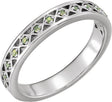 14K Gold Round Natural Peridot Stackable Ring - White Gold