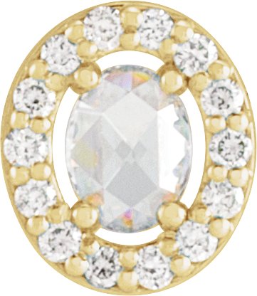 14K Gold Natural Diamond Oval Rose-Cut Halo-Style Pendant - Yellow Gold