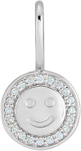 Platinum Round Natural Diamond Smiley Face Pendant