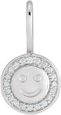 Platinum Round Natural Diamond Smiley Face Pendant