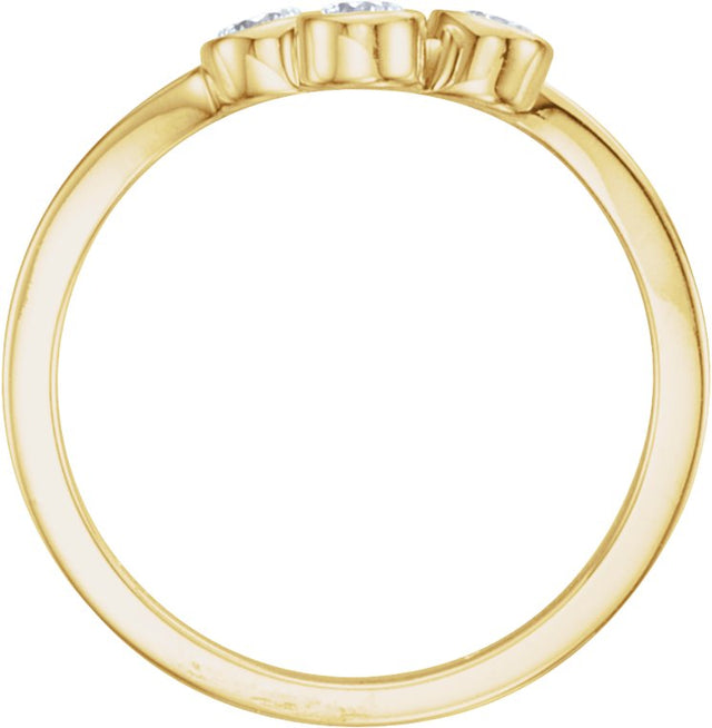 14K Gold Round Natural Diamond Three-Stone Bezel-Set Ring – 3mm Stones - Yellow Gold - view 2